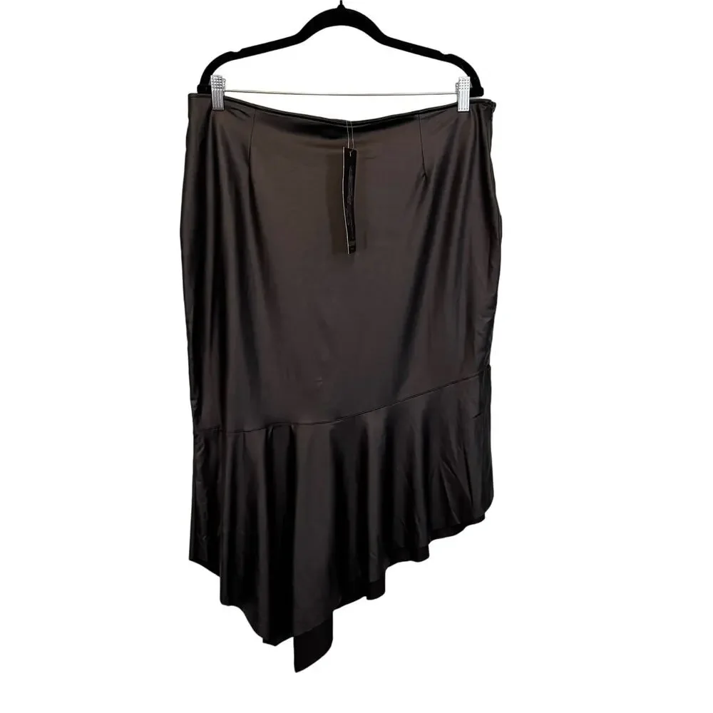 Laranor Skirt Womens 4xl Black Flywheel Detail Asymmetrical Cut Diver Crepe NWT - Picture 4 of 11